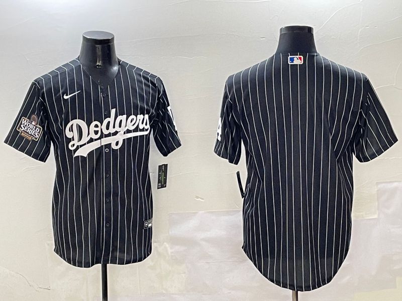 Men Los Angeles Dodgers Blank Black Stripe Jointly Name 2025 Nike MLB Jersey style 3